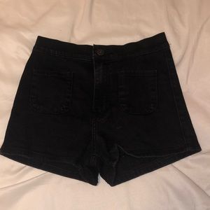Abercrombie High Waisted Jean Short — Black